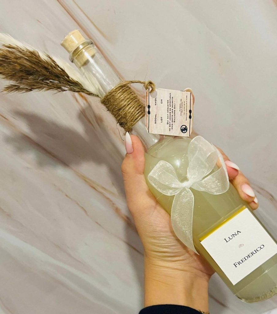 Fiole de limoncello Mr Spirits en cadeau de mariage en Suisse